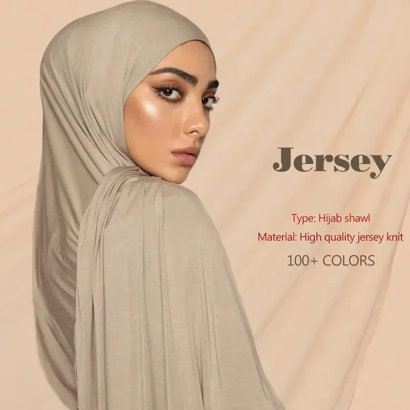 Hijab en Jersey Modal-Coton — Long Hijab Musulman Uni et Doux — 170×60 cm