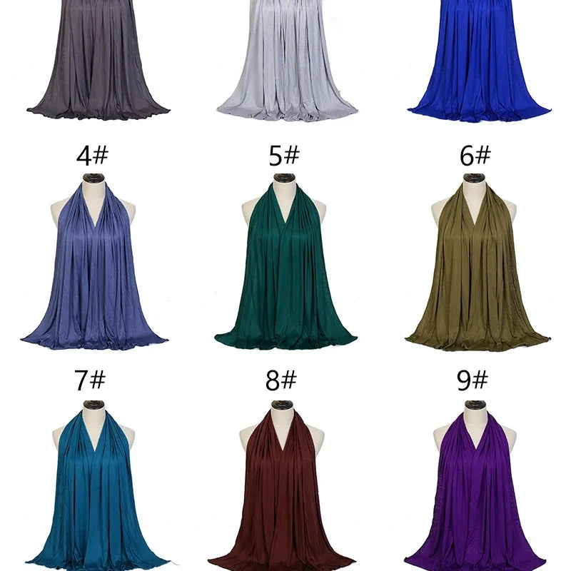 Hijab en Jersey Modal-Coton — Long Hijab Musulman Uni et Doux — 170×60 cm