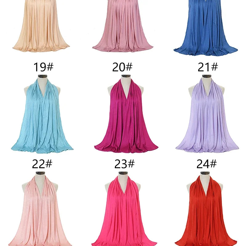 Hijab en Jersey Modal-Coton — Long Hijab Musulman Uni et Doux — 170×60 cm