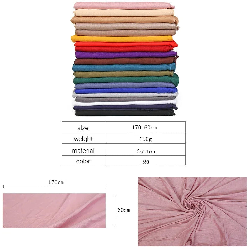 Hijab en Jersey Modal-Coton — Long Hijab Musulman Uni et Doux — 170×60 cm